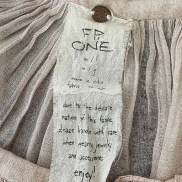 Free People FP One Long Sleeve Gauze Blouse Womens Size Medium Pink Boho Peasant - Picture 4 of 6